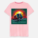 This vintage-style illustration features a powerfu