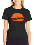 Burger Graphic Tee - Casual Black T-Shirt