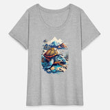 Turtle Illustration with Mountains Scenery View