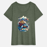 Turtle Illustration with Mountains Scenery View