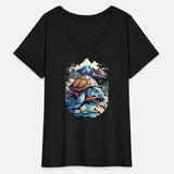 Turtle Illustration with Mountains Scenery View