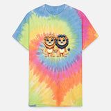 Two Cute Lion Friends Holding Hands