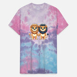 Two Cute Lion Friends Holding Hands