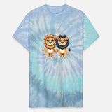 Two Cute Lion Friends Holding Hands