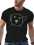 Dog Sketch Black Cotton T-Shirt