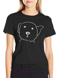 Dog Sketch Black Cotton T-Shirt