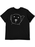 Dog Sketch Black Cotton T-Shirt