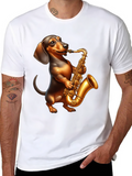 Dachshund Saxophone T-Shirt - Funny Dog Music Tee