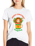 Hoggy Christmas Hedgehog Graphic T-Shirt