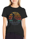 Retro Dinosaur Graphic Tee - Black Cotton T-Shirt