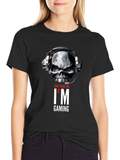 Skull Gamer T-Shirt - Cant Hear You Im Gaming
