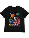Astronaut Reading Book in Space Graphic T-Shirt