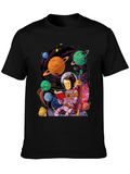 Astronaut Reading Book in Space Graphic T-Shirt