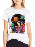 Astronaut Reading Book in Space Graphic T-Shirt
