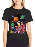 Astronaut Reading Book in Space Graphic T-Shirt