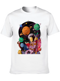 Astronaut Reading Book in Space Graphic T-Shirt