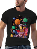 Astronaut Reading Book in Space Graphic T-Shirt