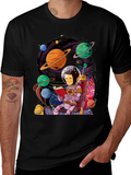 Astronaut Reading Book in Space Graphic T-Shirt