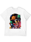Astronaut Reading Book in Space Graphic T-Shirt