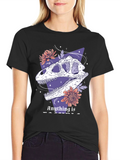 Dinosaur Skull Graphic Tee - Black