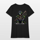 Urban Skull Shaman in Camo Hoodie with Tribal Staf