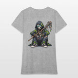 Urban Skull Shaman in Camo Hoodie with Tribal Staf