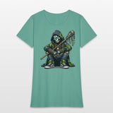 Urban Skull Shaman in Camo Hoodie with Tribal Staf