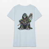 Urban Skull Shaman in Camo Hoodie with Tribal Staf