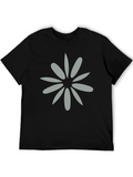 Black Tee with Grey Flower Graphic