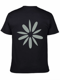 Black Tee with Grey Flower Graphic