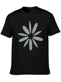 Black Tee with Grey Flower Graphic