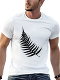 Black T-Shirt with Fern Print