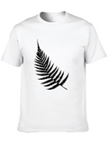Black T-Shirt with Fern Print