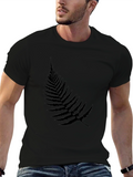 Black T-Shirt with Fern Print