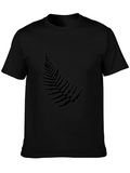 Black T-Shirt with Fern Print
