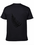 Black T-Shirt with Fern Print