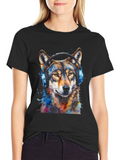 Wolf Headphones Black T-Shirt