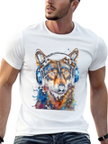 Wolf Headphones Black T-Shirt