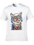 Wolf Headphones Black T-Shirt