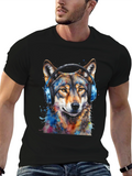Wolf Headphones Black T-Shirt