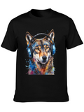 Wolf Headphones Black T-Shirt