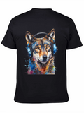 Wolf Headphones Black T-Shirt