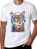Wolf Headphones Black T-Shirt