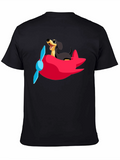 Dachshund Airplane T-Shirt: Fun Black Cotton Tee