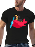 Dachshund Airplane T-Shirt: Fun Black Cotton Tee