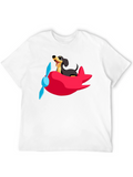 Dachshund Airplane T-Shirt: Fun Black Cotton Tee