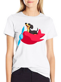 Dachshund Airplane T-Shirt: Fun Black Cotton Tee