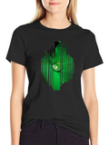 Leaf Droplet Graphic Black T-Shirt