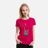 Valentines Rock Star Skeleton Hand Sign Heart