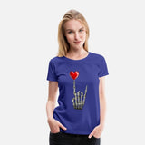 Valentines Rock Star Skeleton Hand Sign Heart
